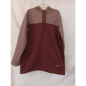 BCG Colorblock Hoodie Burgundy Heather Grey Pullover Athletic Size S